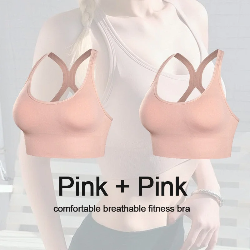 1/2PCS Women Bra Sexy Push Up Bras Fitness Seamless Bralette Female Brassiere Tank Tops Gather Shockproof Pad Underwear Lingerie