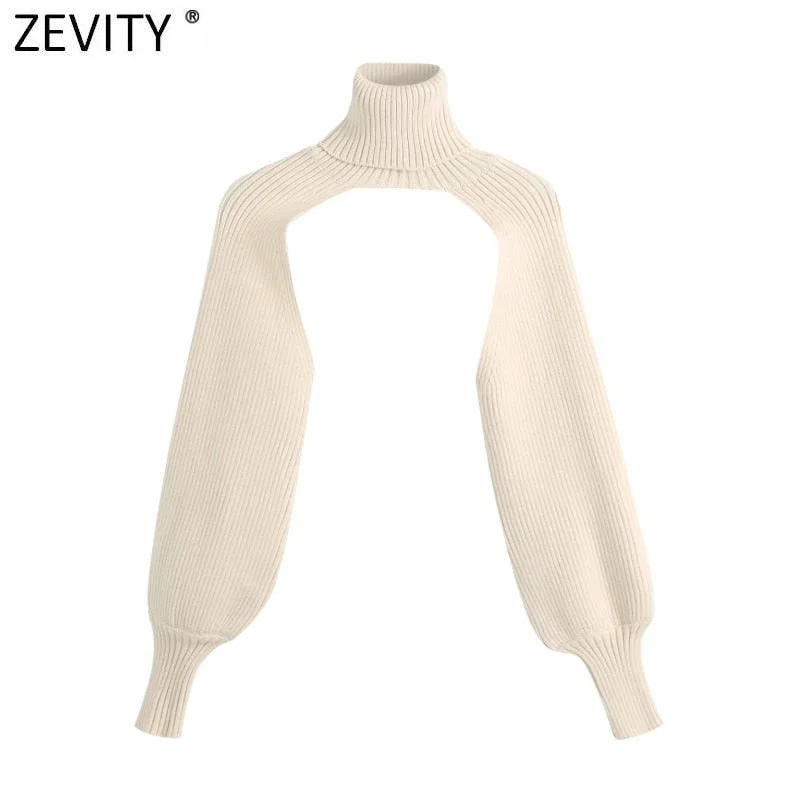 Zevity New Women Turtleneck Collar Long sleeve Knitting Sweater Femme Chic design Casual Pullovers High Street Ladies Tops S434