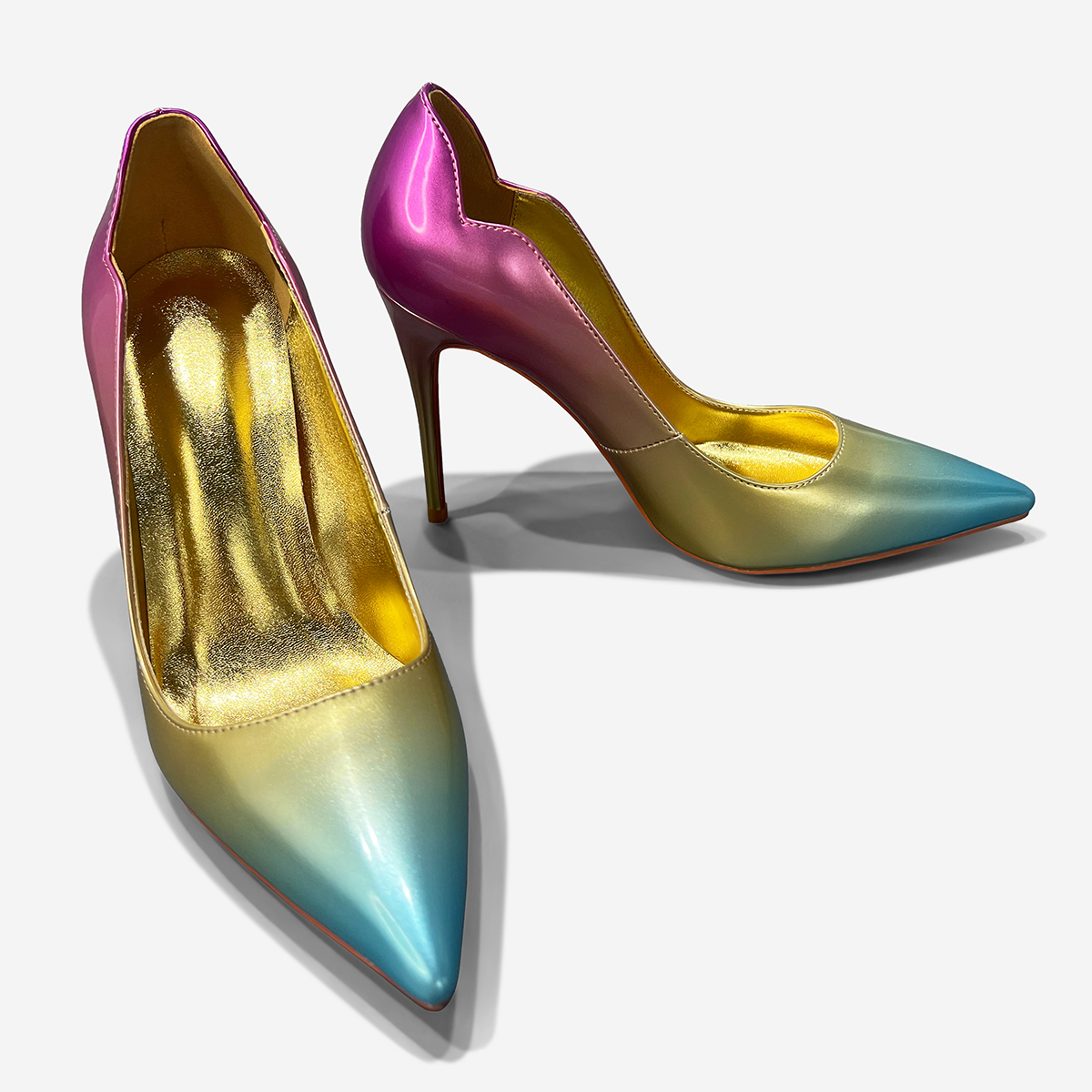 100mm/120mm Women's Stiletto Pointed Toe Gradient Sparkling Shoes Red Bottom High Heel-MERUMOTE