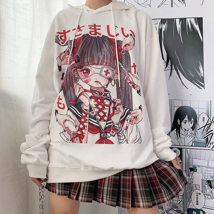 Gothic Vintage Japanese School Girl Hoodie Kawaii Sweatshirt weebmemes