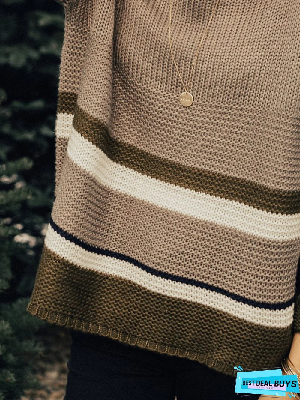 Brown Ombre/Tie-Dye Long Sleeve Color-Block Plus Size Sweater