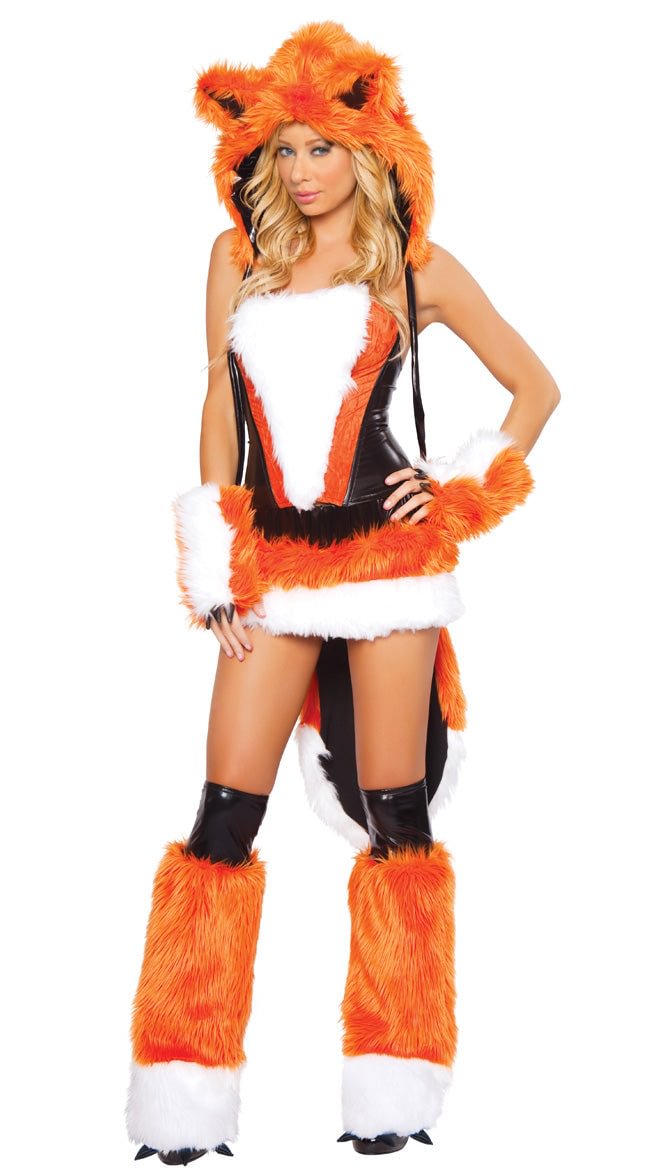 Womens Sexy Cheshire Fox Costume Adult Halloween Costume Orange-elleschic