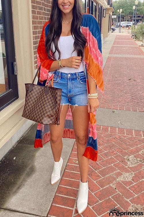 Tie Dye Stripe Kimono