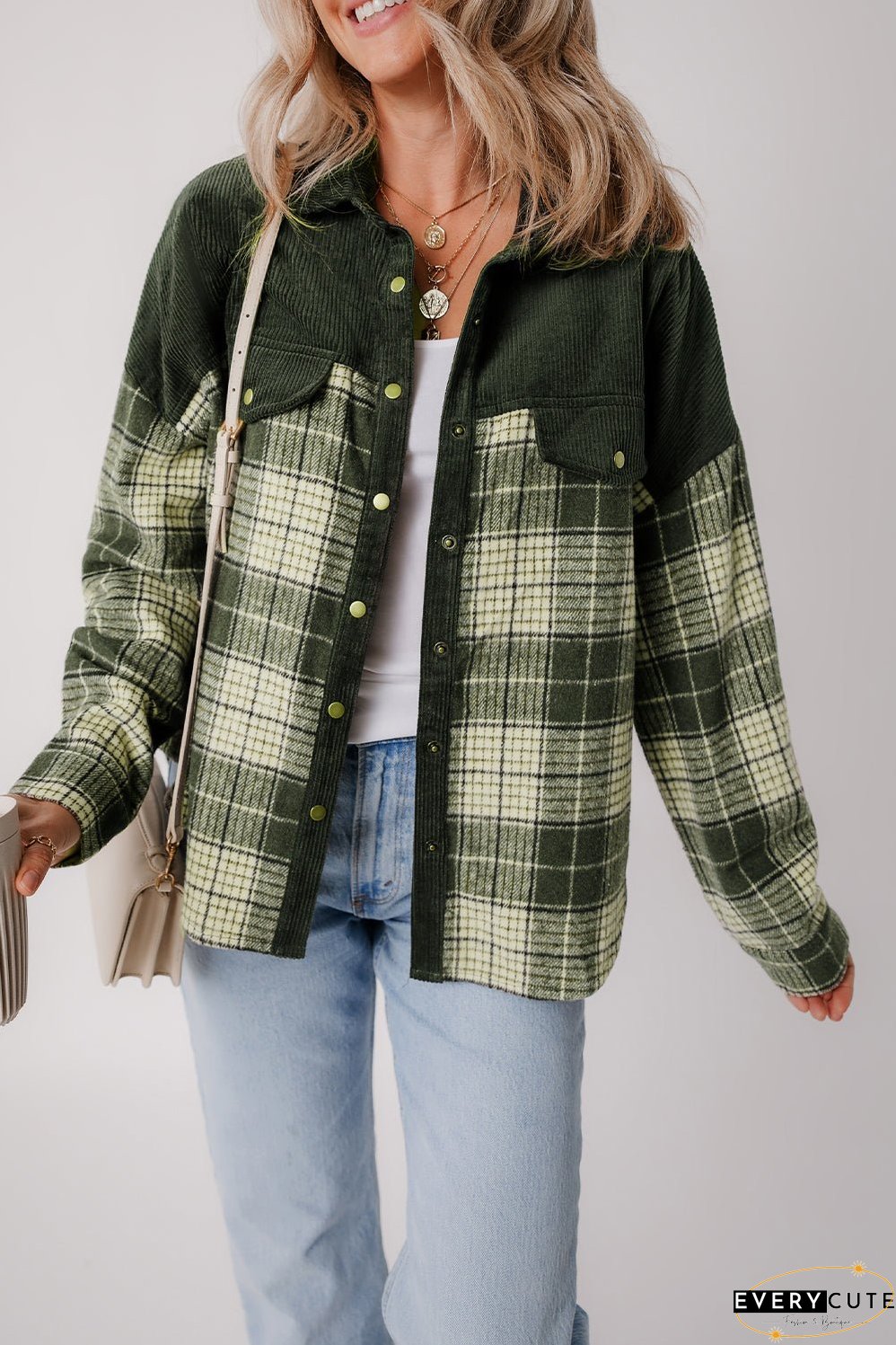 Comfortable Plaid Corduroy Jacket