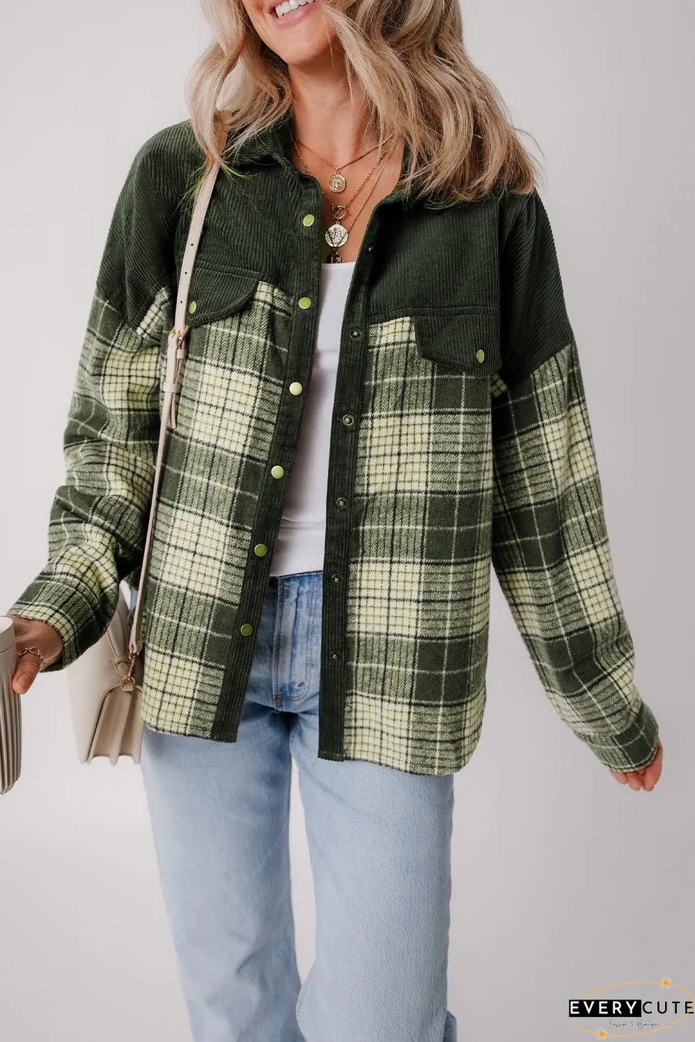Comfortable Plaid Corduroy Jacket