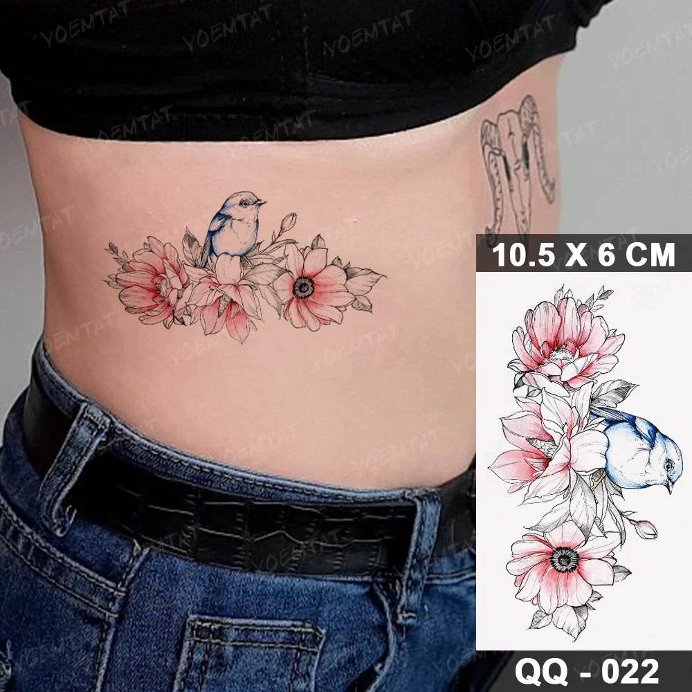 Sdrawing Plant Waterproof Temporary Tattoo Sticker Woman Girl Man Color Flower Flash Tatoo Ankle Body Art Transferable Fake Tatto