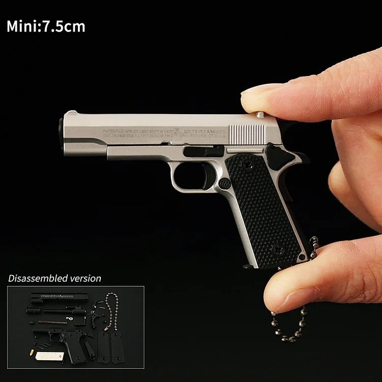 Mini 1911 Colt 1:3 Scale Keychain Fidget Gun Disassembled Version Zinc Alloy Model Multiple Color Choice Gun Keychain Birthday Gift Boy Toy
