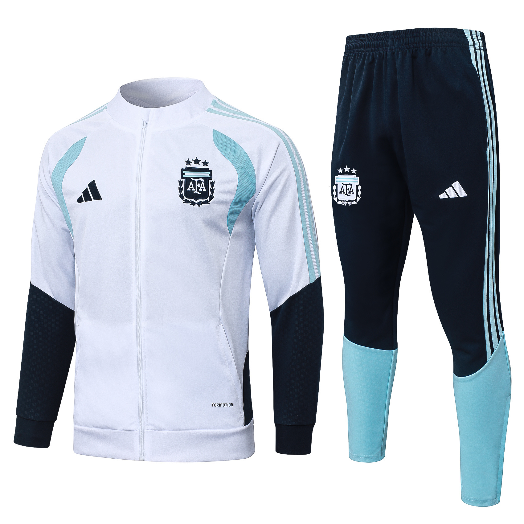 2026 Kids Size Argentina Long Zipped Jacket White Football Jersey