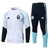 Joyfball 2026 Kids Size Argentina Long Zipped Jacket White Football Jersey 1:1 Thai Quality 