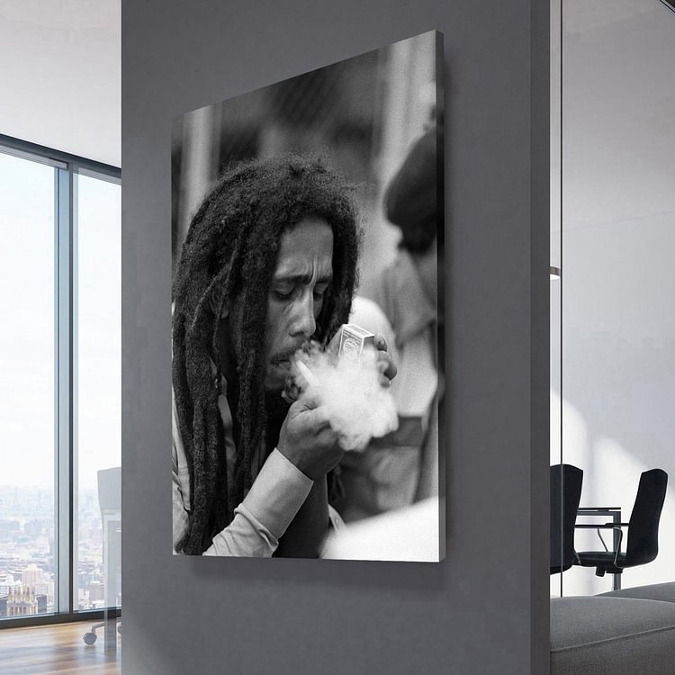 Bob Marley Smoking Canvas Wall Art
