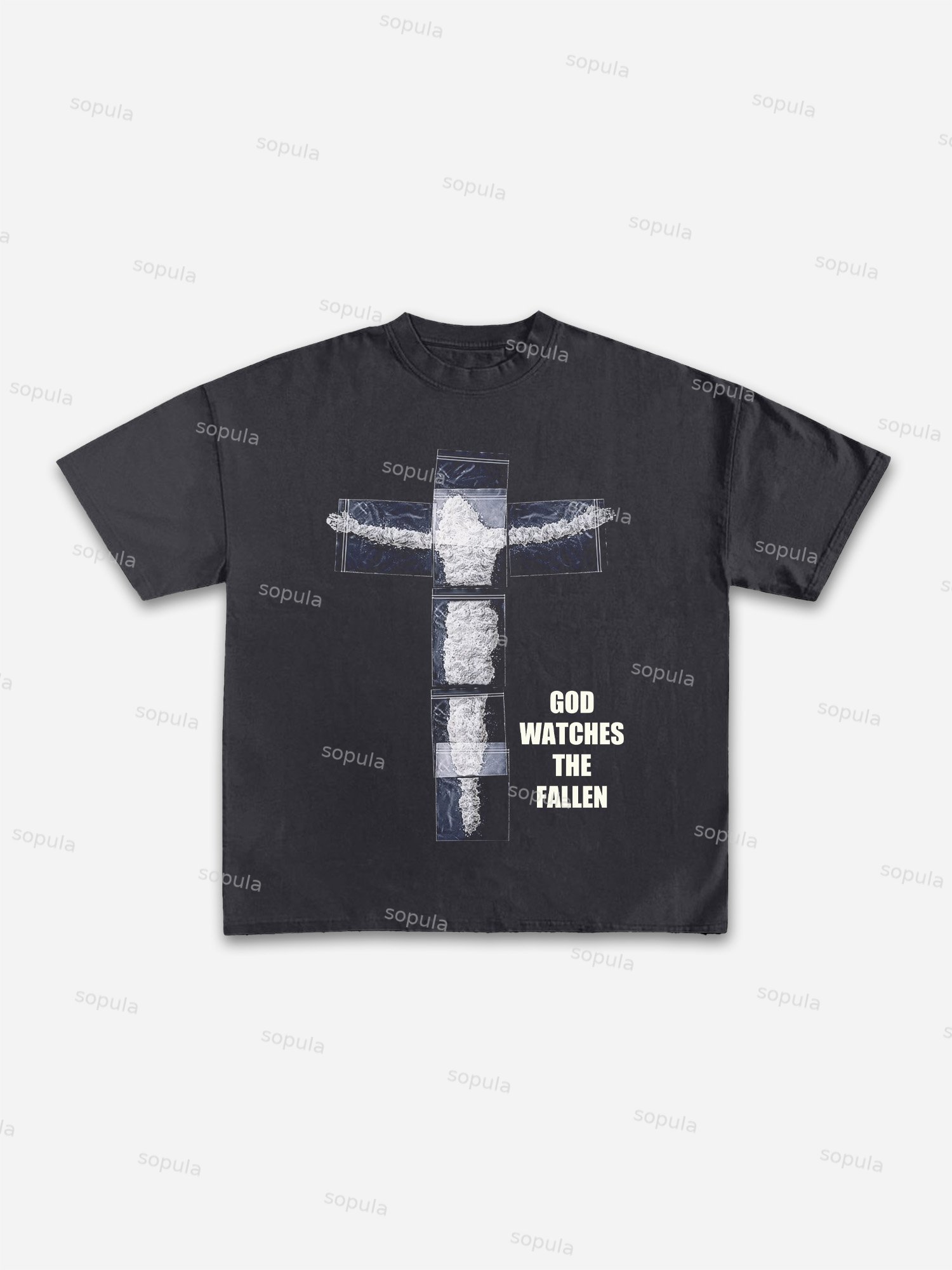 God Watches The Fallen Graphic Cotton T-shirt - SOPULA