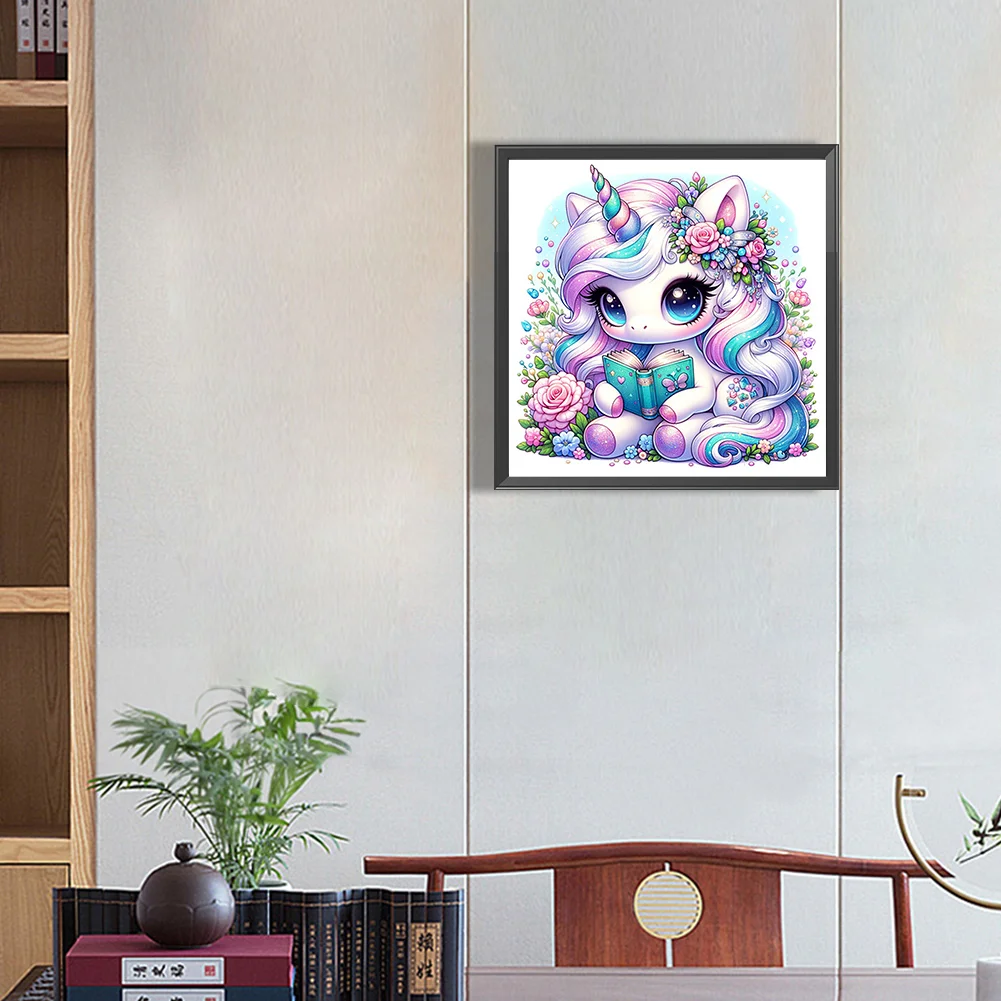 Diamond Painting - Full Square Drill - Read Unicorn(Canvas|35*35cm)