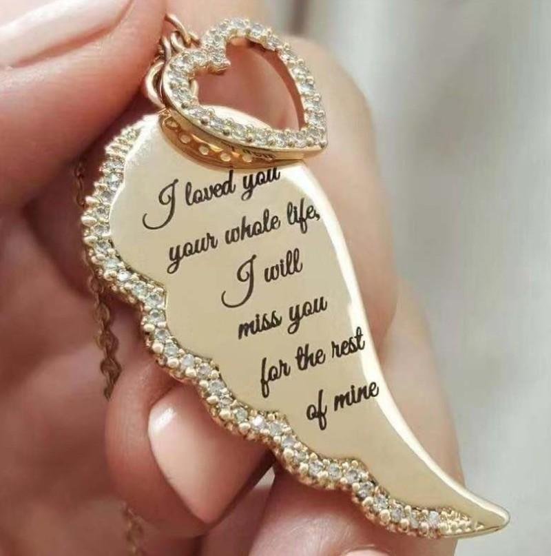 Diamond Angel Wings Love Pendant Necklace