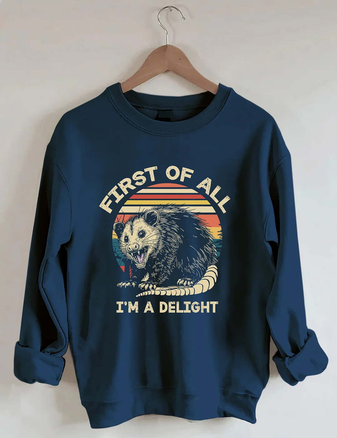 First Of All I'm A Delight Sarcastic Angry Opossum Lover Sweatshirt