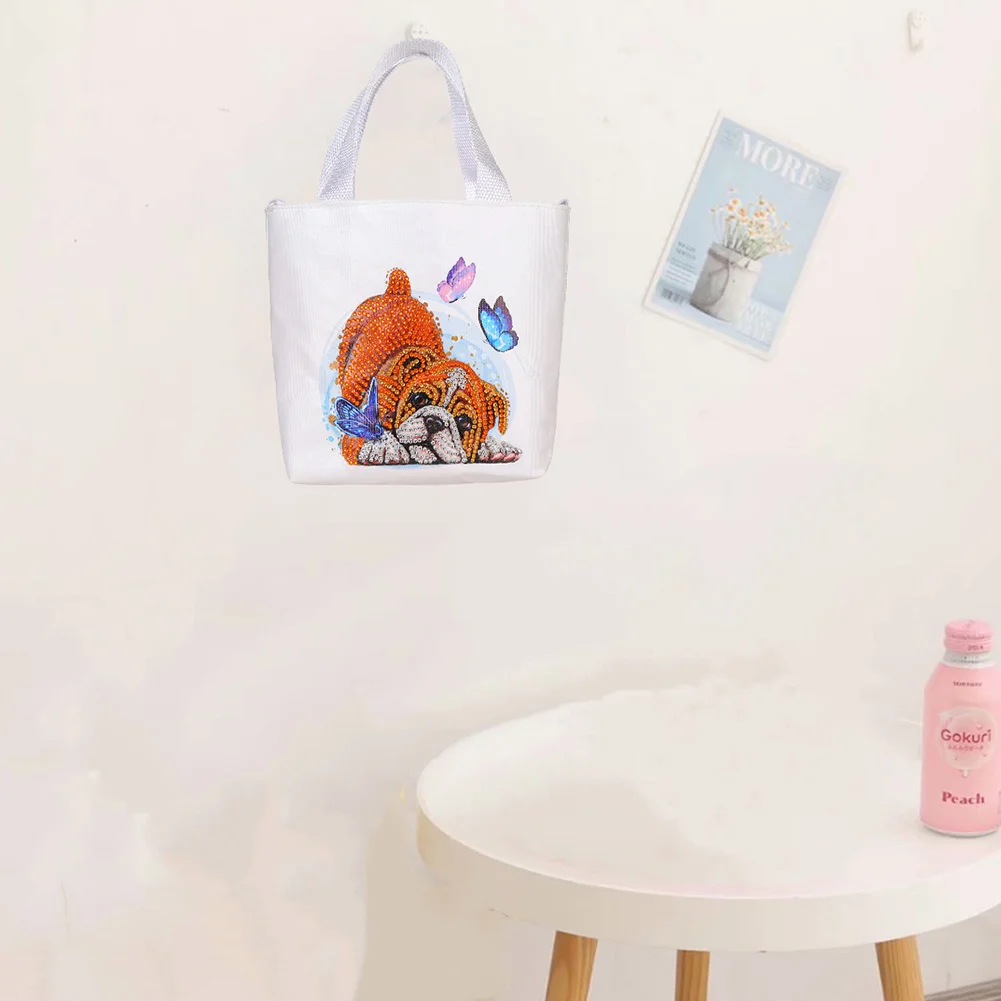 5D Diamond Painting Handbag DIY Canvas Puppy Storage Bag Tote Gift