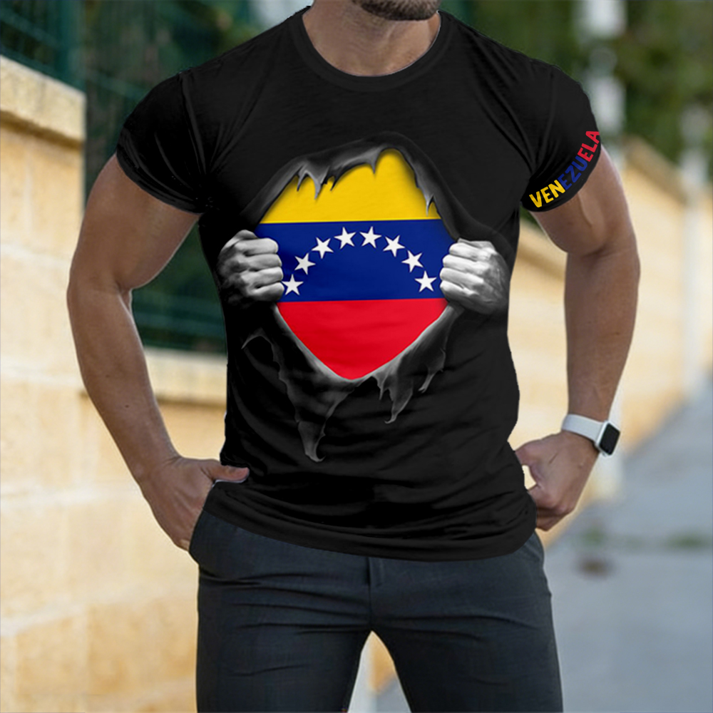 Men's Venezuelan Flag Inspired Pattern Casual T Shirt artswardrobe