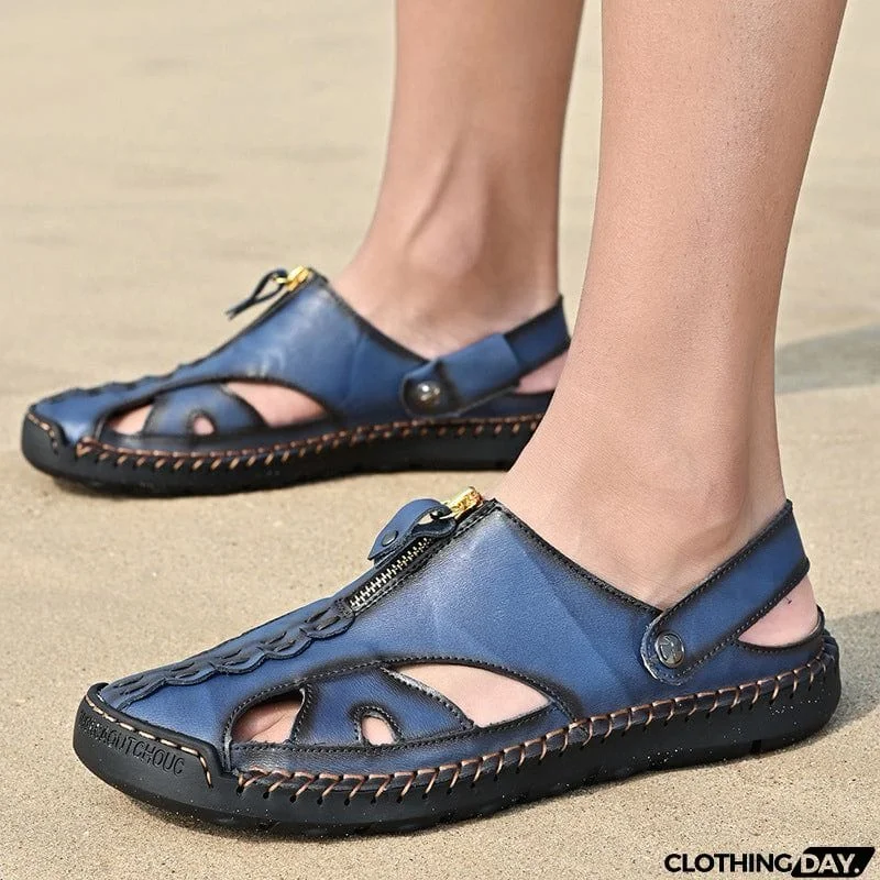 Casual Large Size Beach Soft Leather Sandals for Men