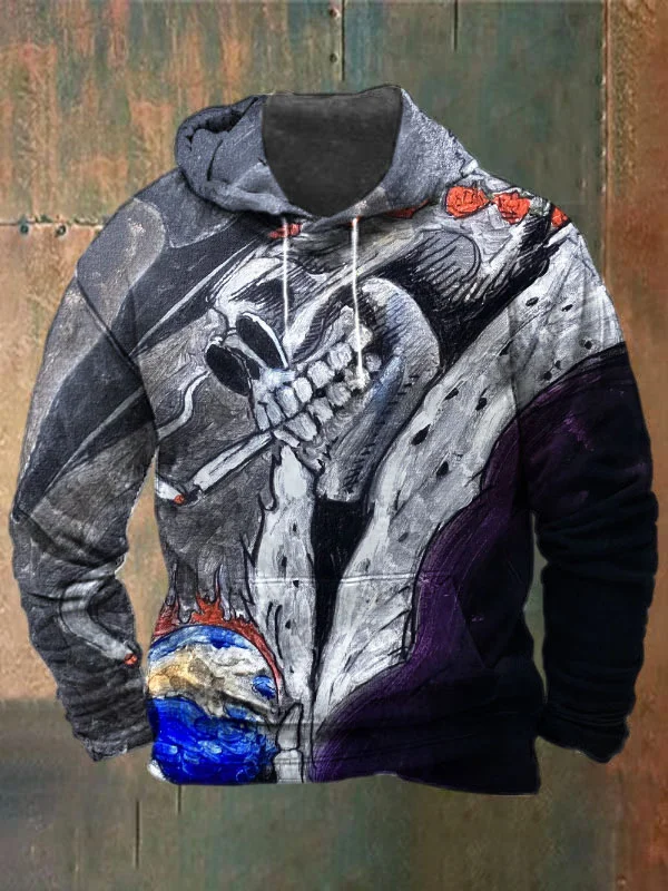 Unisex Skull Print Heavyweight Hoodies