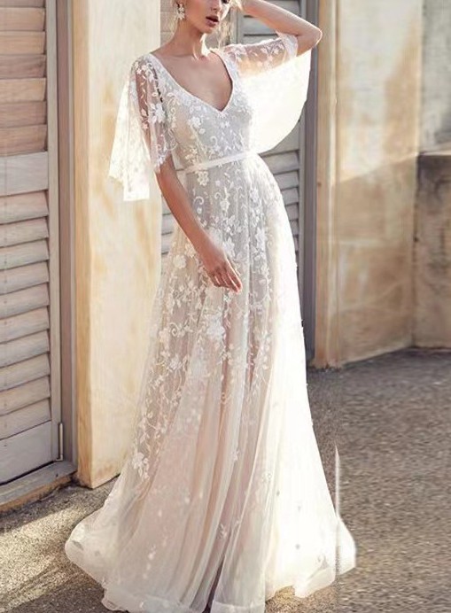 Women's Floral Pattern Deep V Lace Backless Dress | Oxredo Shop Ramadan Sale