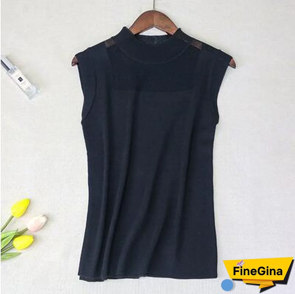 Hollow Out Tank Tops Women Summer Lce Silk Sexy Knitted Vest Top Sleeveless Casual Korean Tops Elasticity Solid Slim Pullover