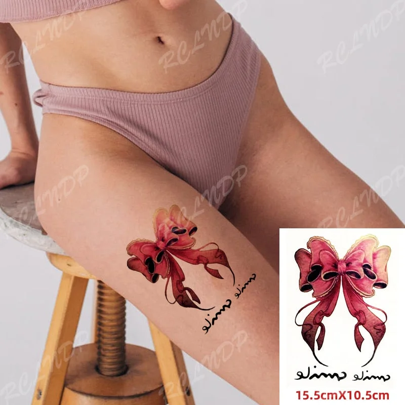 Waterproof Temporary Tattoo Sticker Sexy Thigh Love Sick English Words Gothic Water Transfer Fake Tatto Flash Tatoo for Women