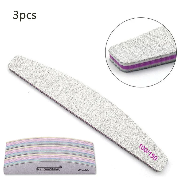 3/5/10Pcs Professional Nail File Sandpaper Strong Thick 100/180 Nail Files Buffer For Manicure Sanding Half Moon Lime Nail Tools-Nail Inspo