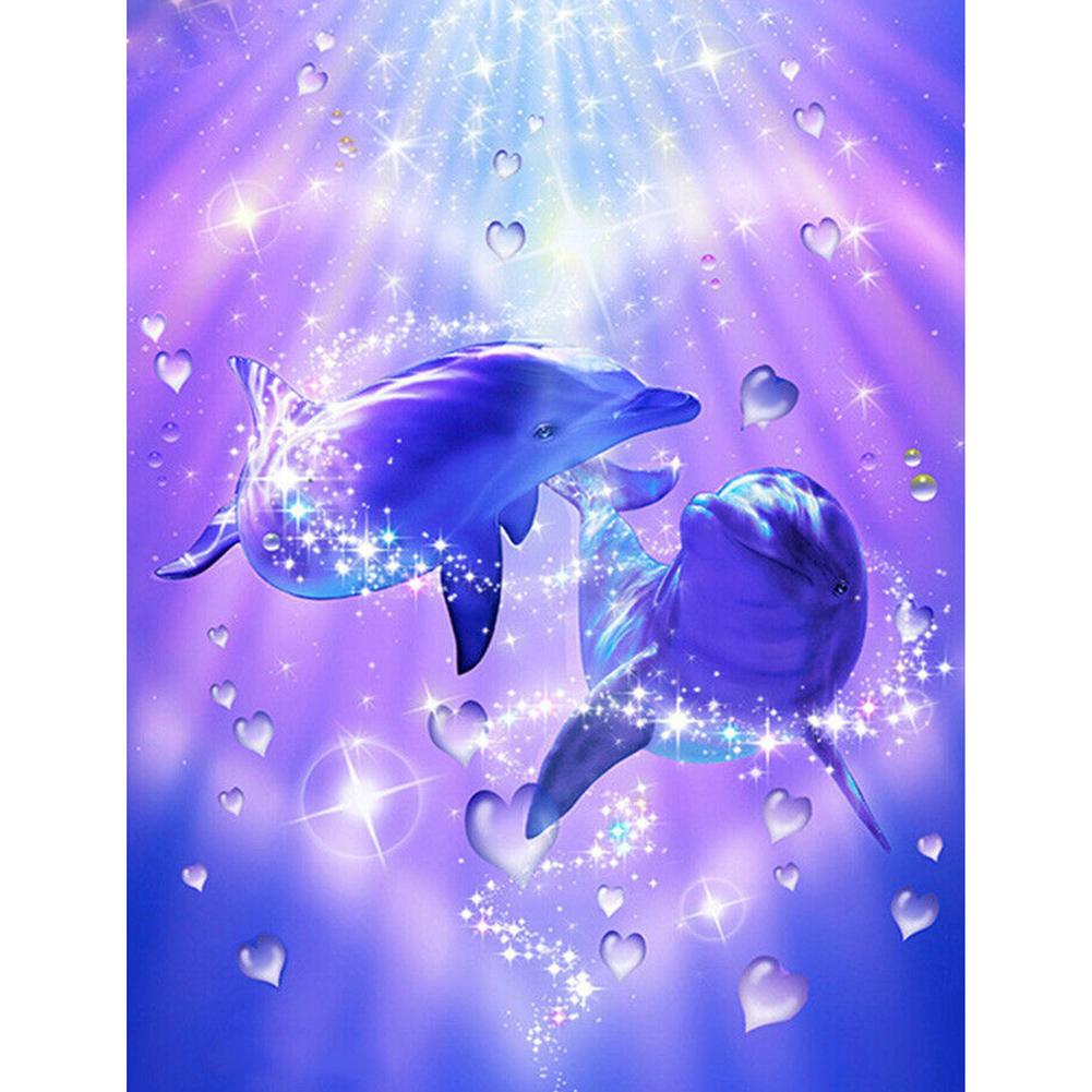 

(Multi-Size) Dolphin Love - Round/Square Drill Diamond Painting - 40*30CM, Round diamond 30*40cm, 501 Original