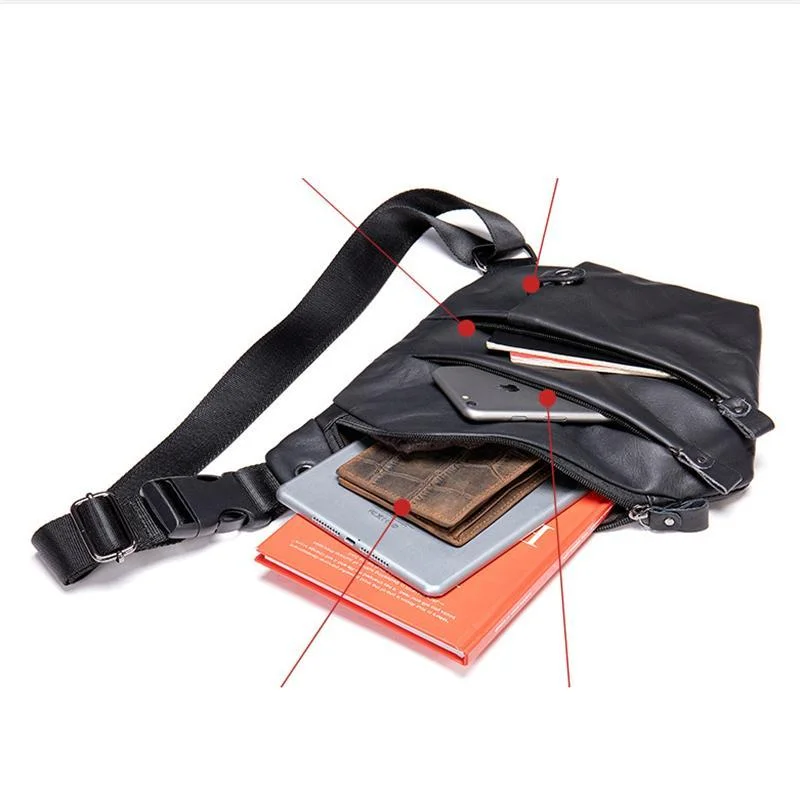 Irregular Shape Leather Zipper Daily Chest Bag Crossbody Packs