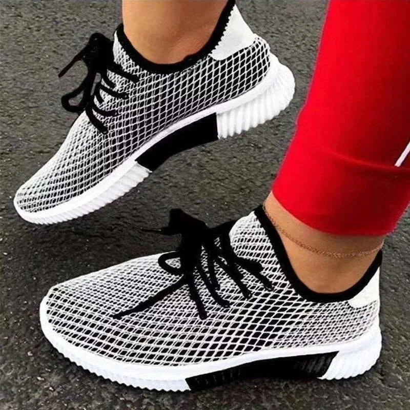 Women Sneaker Sock Shoes Summer Breathable flats Cross Tie Platform Round Toe Casual Fashion Sport Lace Up Female shoes women