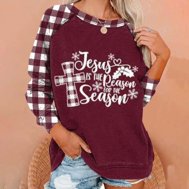 Comstylish Jesus Is The Reason For The Season Printed Sweatshirt