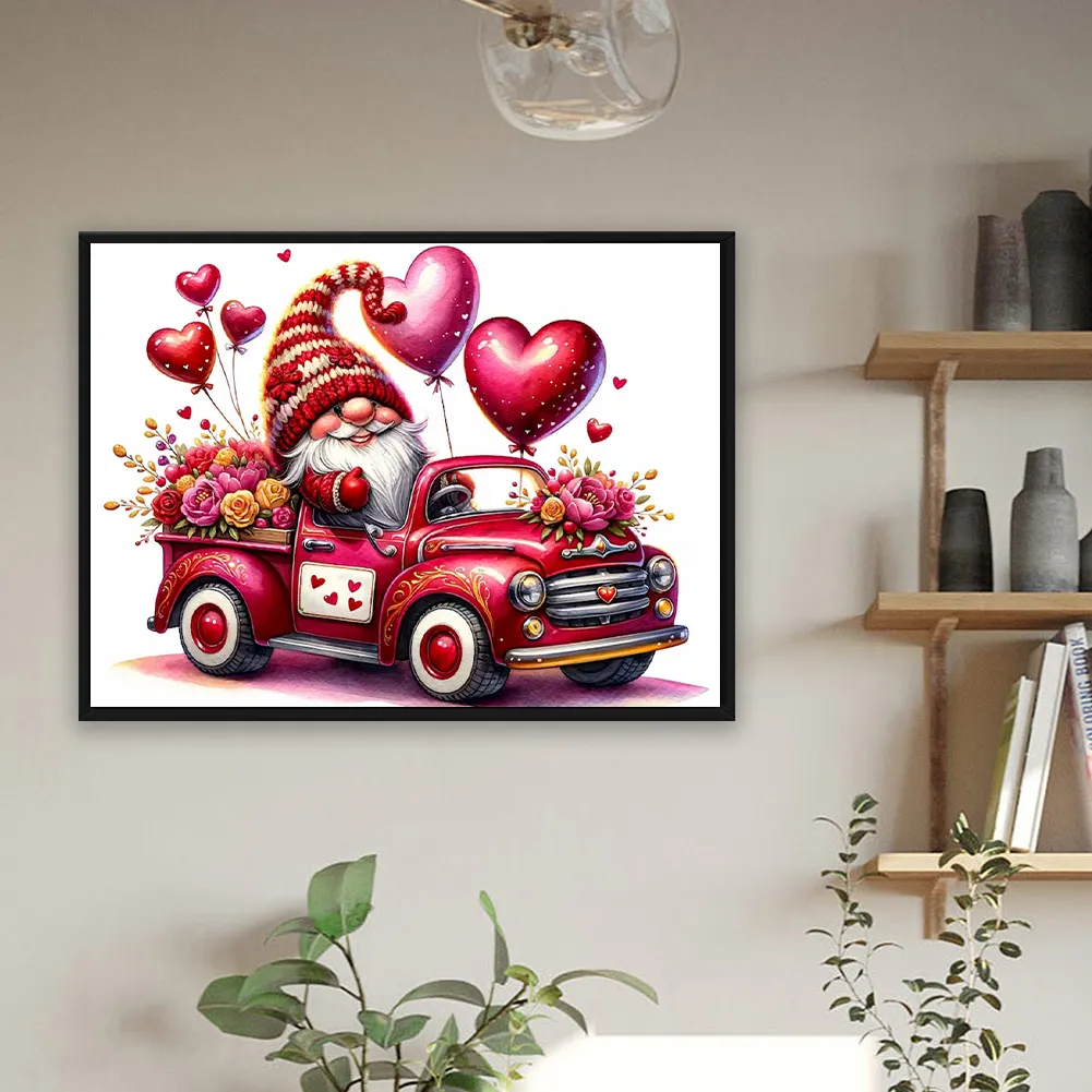 Full Round Diamond Painting 40*30cm - Valentine'S Day Float Gnome
