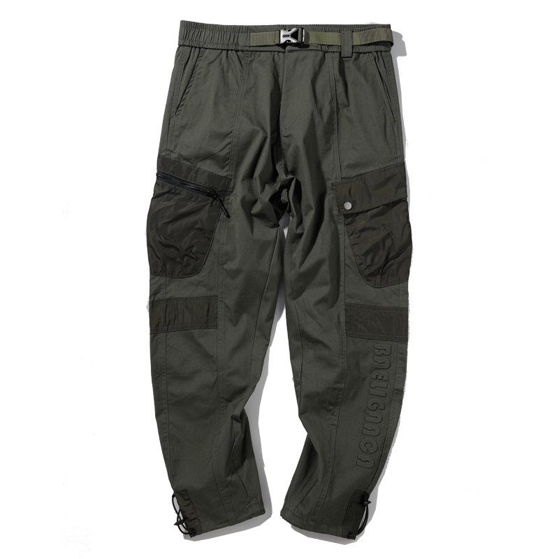 Loose Army Green Multi-pocket Panel American Casual Pants