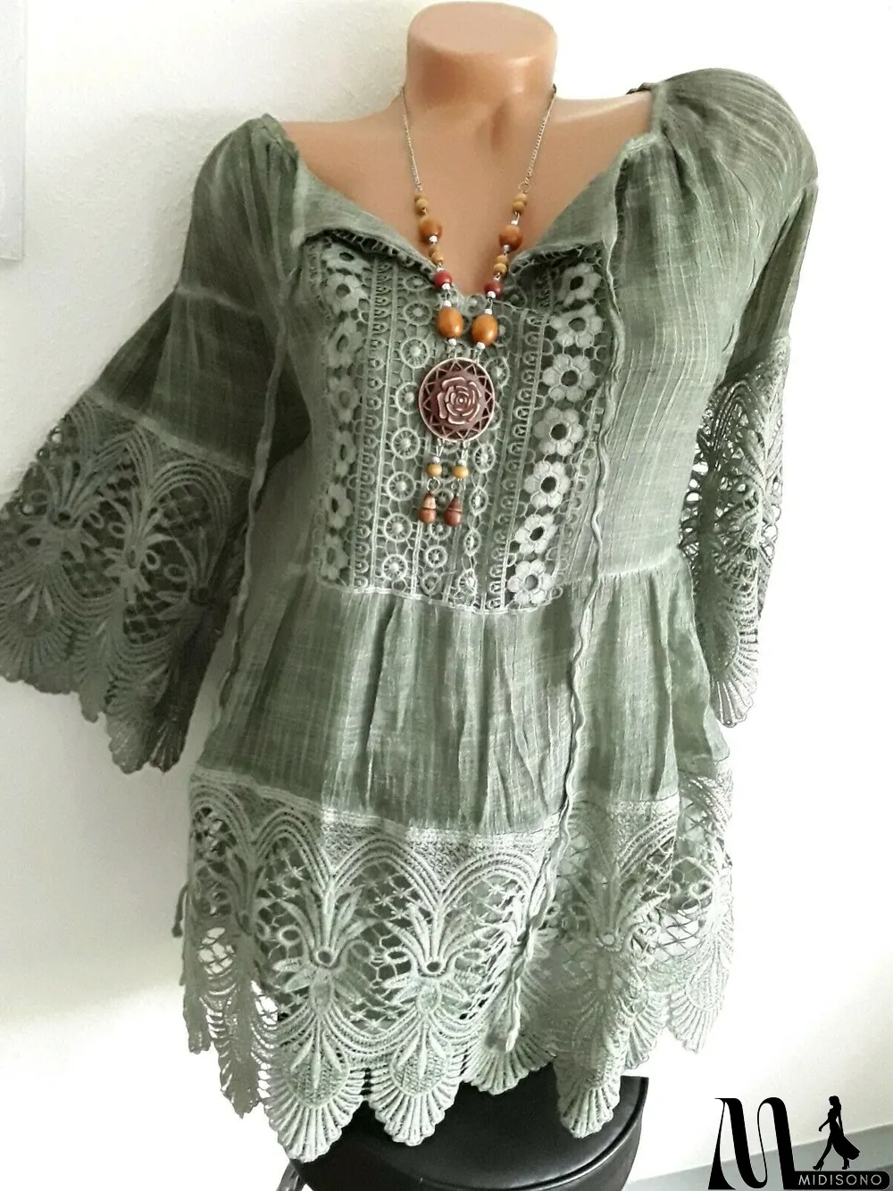 MidiSono - Women's Solid Color Short Sleeve V-neck Tops