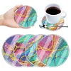 (US Only)4pcs Set DIY River Full Drill Diamond Painting Coaster Can Be Washed With Water