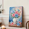 DIY Pearl Painting Hibiscus Vase for Home Decor with Frame(30x20cm)