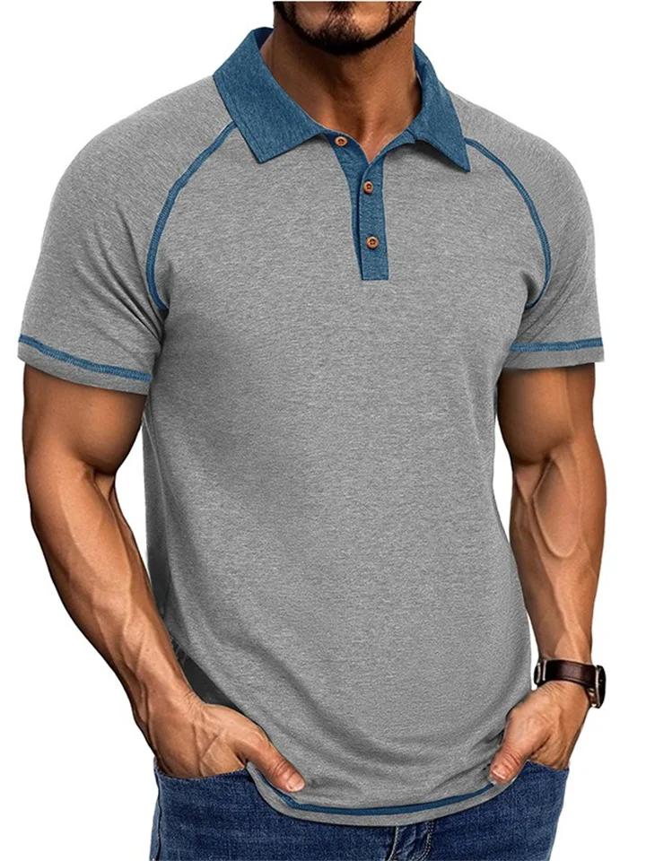 Spring Men's Short-sleeved Lapel Henry T-shirt Men's POLO Bottoming Shirt-JRSEE