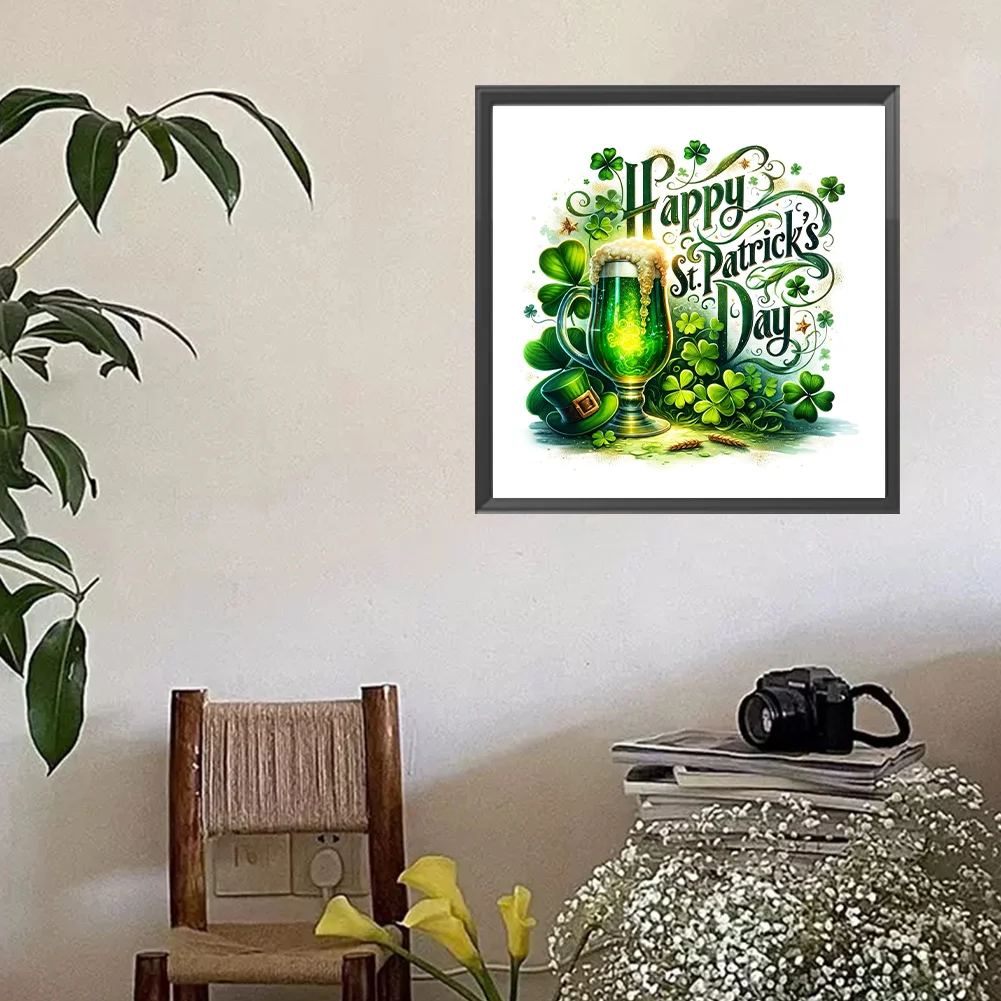 Diamond Painting - Full Square Drill - St. Patrick s Day Wine Glass(Canvas|45*45cm)