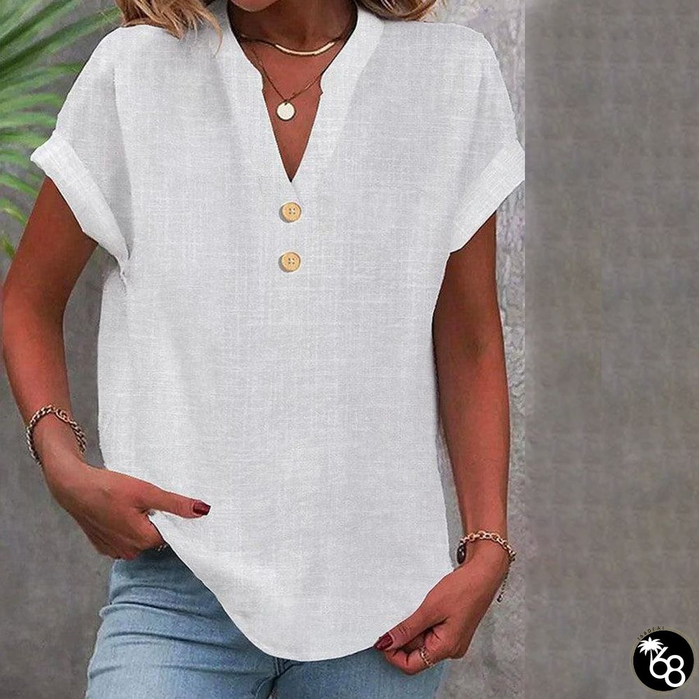 White Plain Short Sleeve Top | 168DEAL