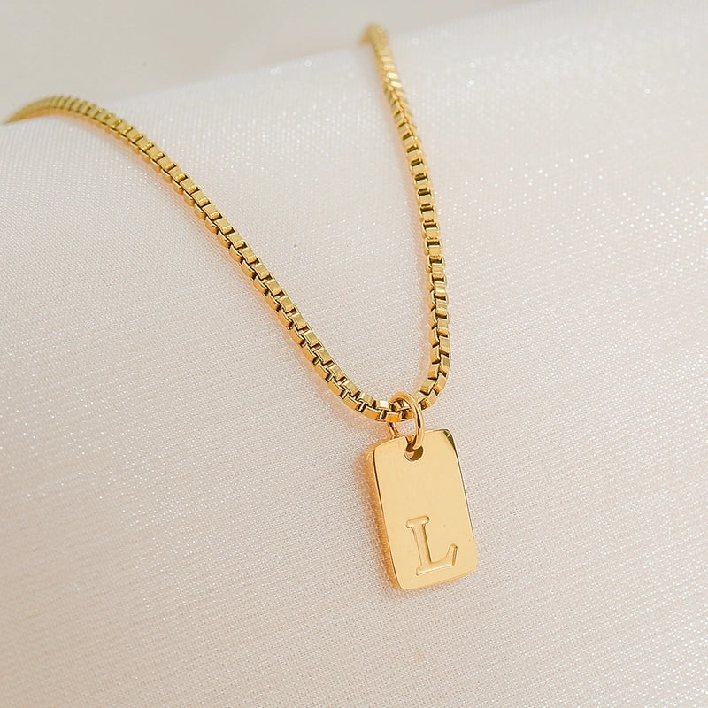 Minimalist Letter 304 Stainless Steel 18K Gold Plated Pendant Necklace