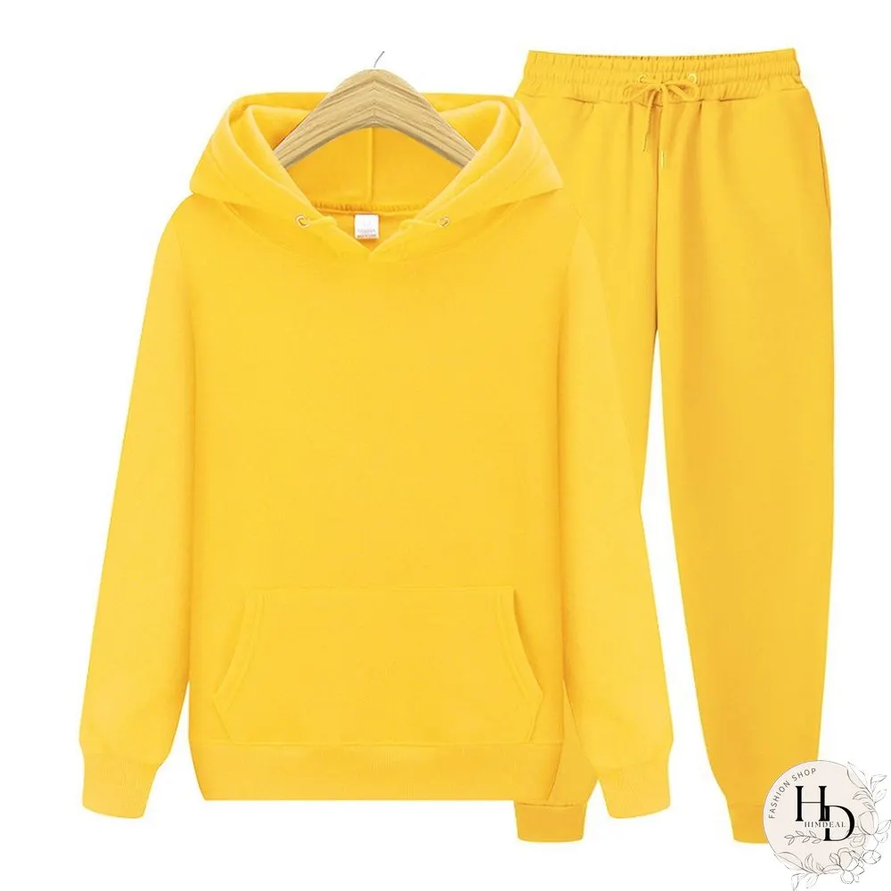 New Mens Ladies Casual Wear Suit Sportswear Solid Color Pullover Pants Autumn And Winter