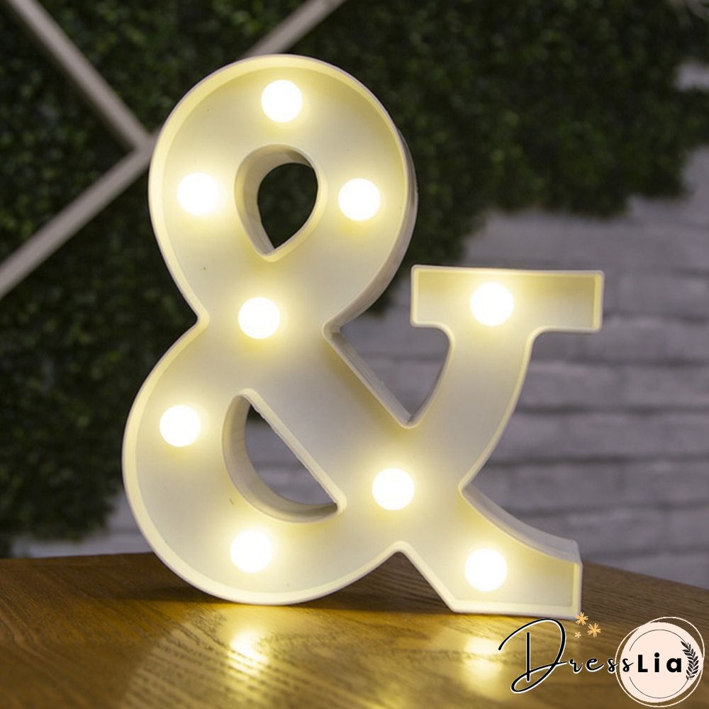 26 Letter LED Lights Luminous Number 0-9Lamp Wedding Birthday Christmas Decoration Decoration Battery Night Light Party Bedroom