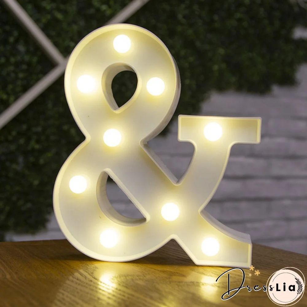 26 Letter LED Lights Luminous Number 0-9Lamp Wedding Birthday Christmas Decoration Decoration Battery Night Light Party Bedroom