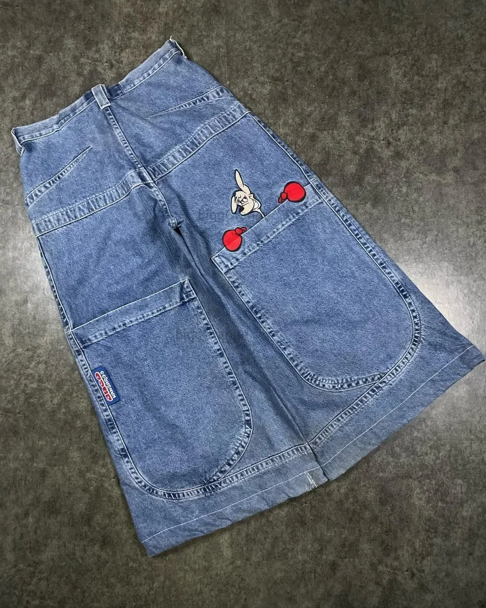 Starryplays costumes for women hot Hip Hop American Jnco Big Pocket Boxing Kangaroo Print Wash Wide Leg Jeans Y2K Casual Loose Denim for Couples Skateboard pants
