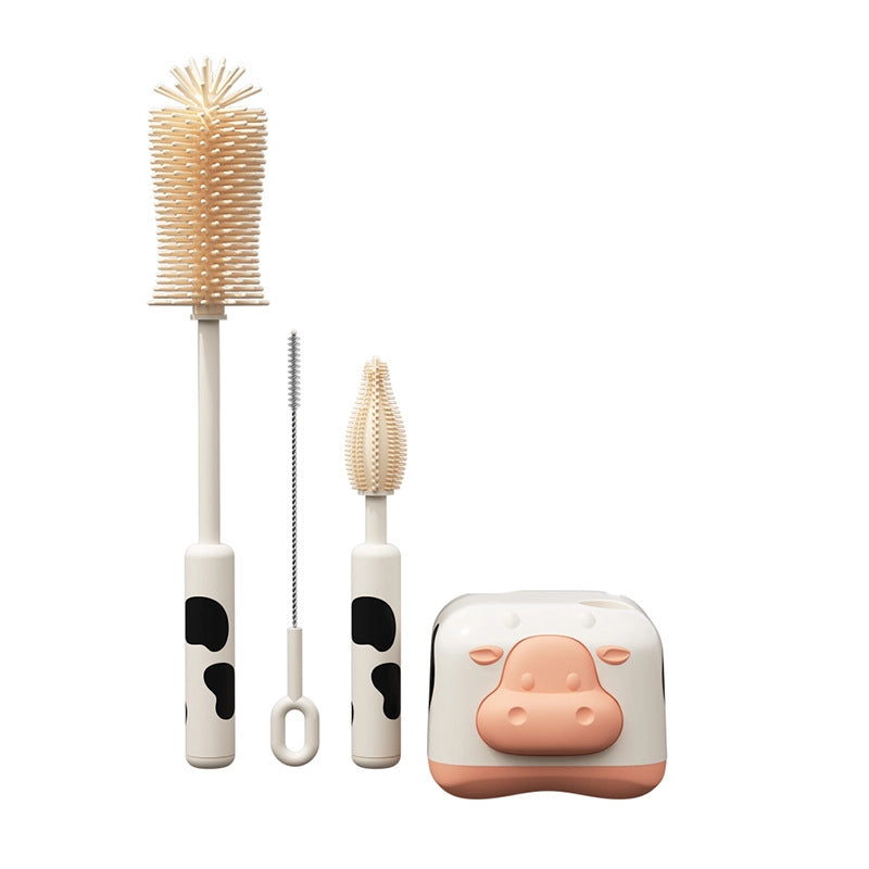 Silicone Bottle Brush Portable Bottle Brush Suit Baby Bottle Cleaning Brush Drain Rack Washing Bottle