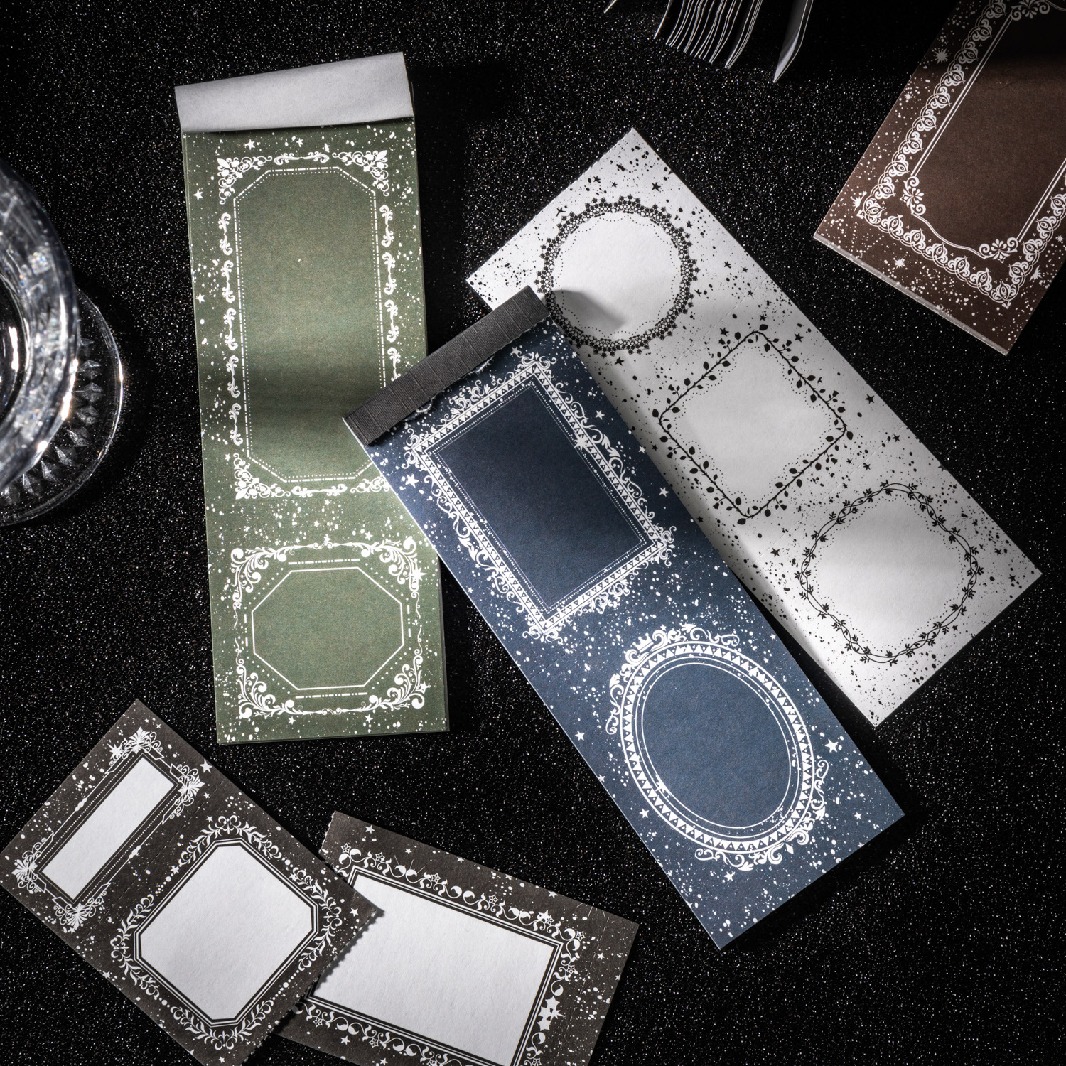 메모 패드 - 스타샤인 시리즈 빈티지 별이 빛나는 하늘 조경 테두리 뜯을 수 있음