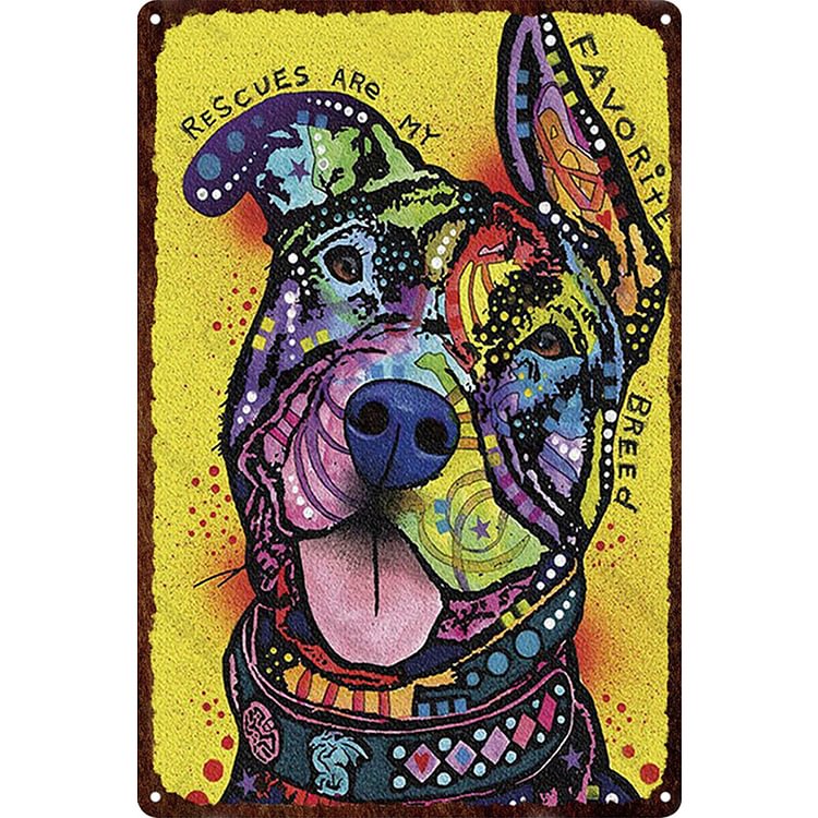 Colorful Dog Head - Vintage Tin Signs/Wooden Signs - 7.9x11.8in & 11.8x15.7in