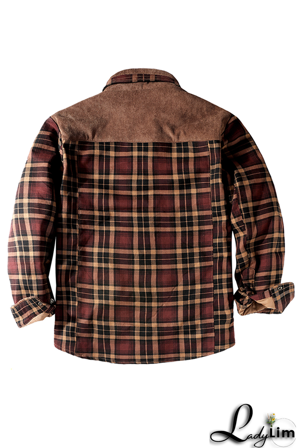 Dark Green Casual Plaid Split Joint Buckle Turndown Collar Outerwear