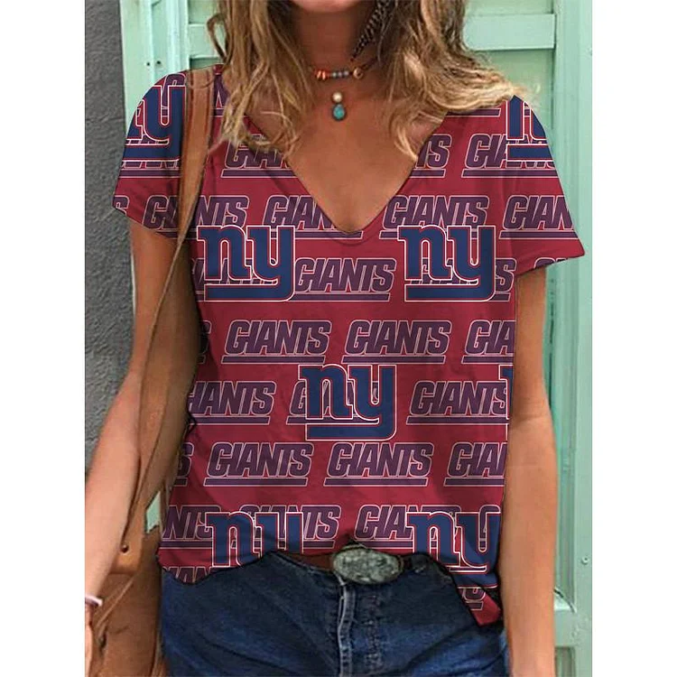 New York Giants Lightweight Short Sleeve V-Neck T-Shirt