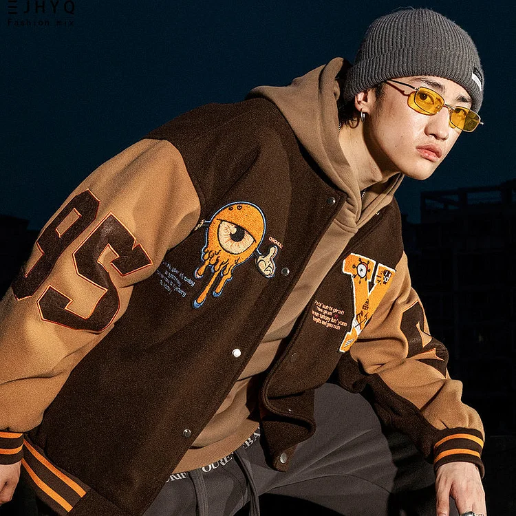 Embroidered Hiphop Men's Oversized Baseball Varsity Jackets at Hiphopee