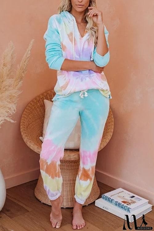 MidiSono - Tie Dye Flower Casual Hoodie